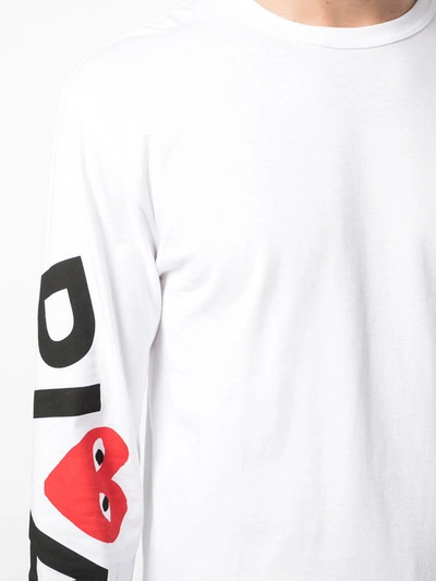 Shop Comme Des Garçons Play Almond-eye Long-sleeved T-shirt In White