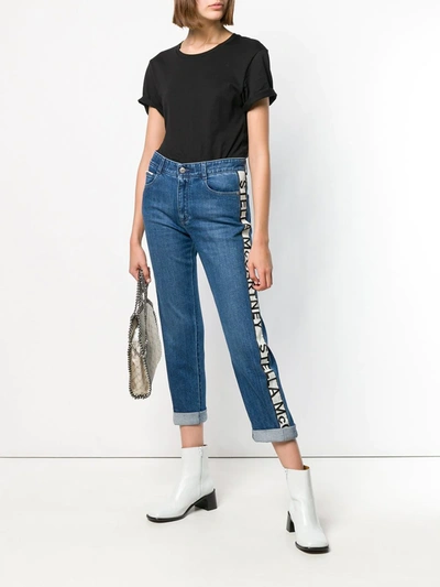 Shop Stella Mccartney Logo Stripe Boyfriend Jeans In Blue