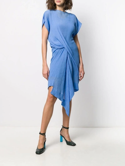 Shop Nina Ricci Gathered Front Lightweight Dress In Blue