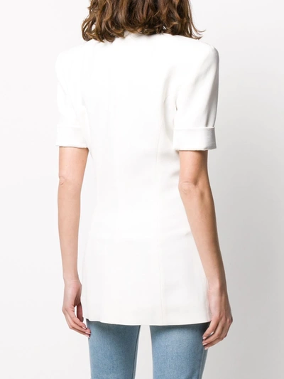 Shop Balmain Oversized-lapel Short-sleeve Blazer In White