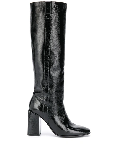 Shop Ami Alexandre Mattiussi Block-heel Knee-high Boots In Black