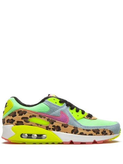 Nike Air Max 90 Lx "denim Leopard Print" Trainers In Illusion Green/sunset  Pulse/black | ModeSens