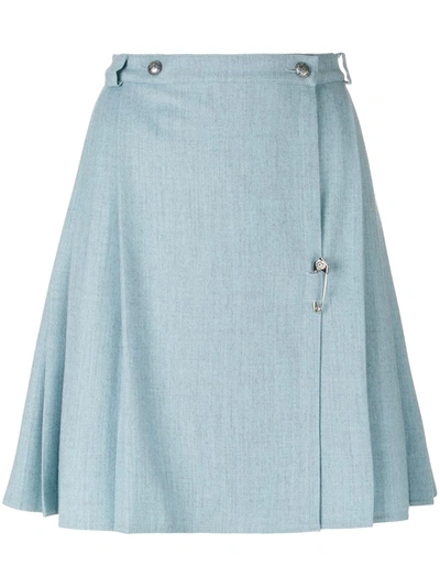 Pre-owned Versace Pleated Skirt In Blue