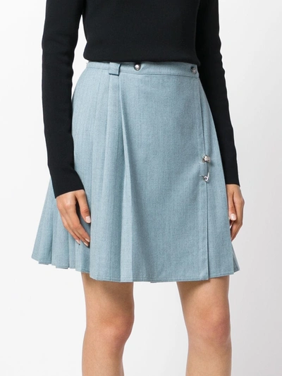Pre-owned Versace Pleated Skirt In Blue