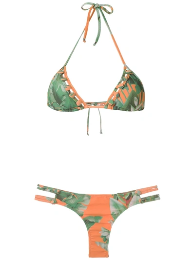 Shop Amir Slama Triangle Bikini Set In Green