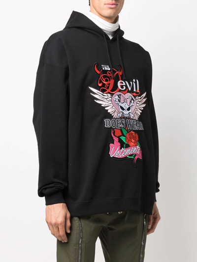 Shop Vetements Graphic-patch Hoodie In Black