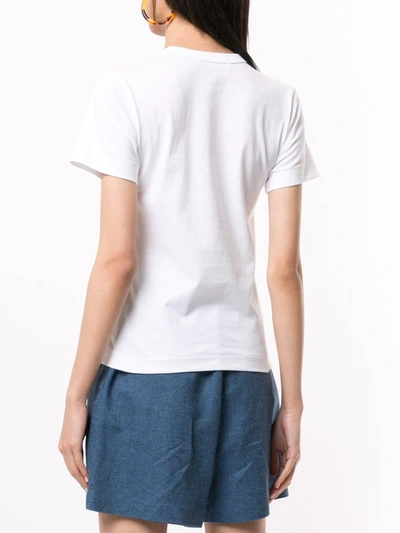 Shop Comme Des Garçons Play Logo-print New Neck T-shirt In White
