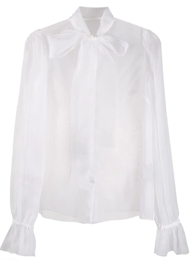 Shop Dolce & Gabbana Sheer Organza Long Sleeves Shirt In White