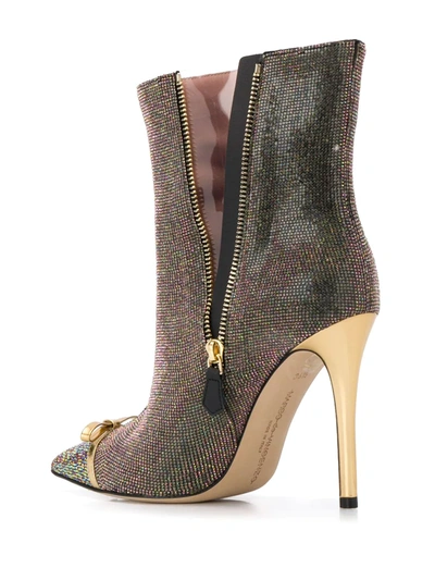 MARCO DE VINCENZO IRIDESCENT STUDDED 100MM LEATHER BOOTS 