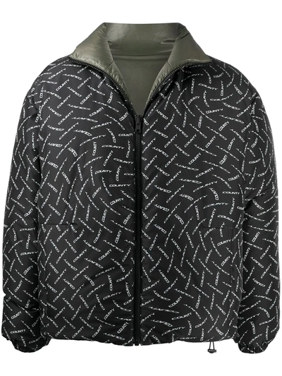 Shop Marcelo Burlon County Of Milan County Logo Print Padded Jacket In Black