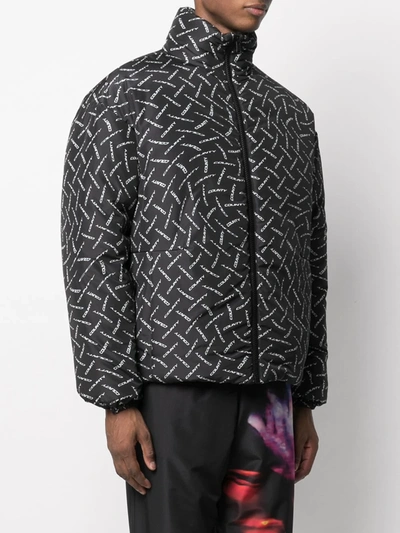 Shop Marcelo Burlon County Of Milan County Logo Print Padded Jacket In Black