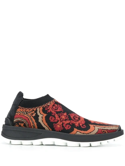 Shop Etro Woven Trainers In Black