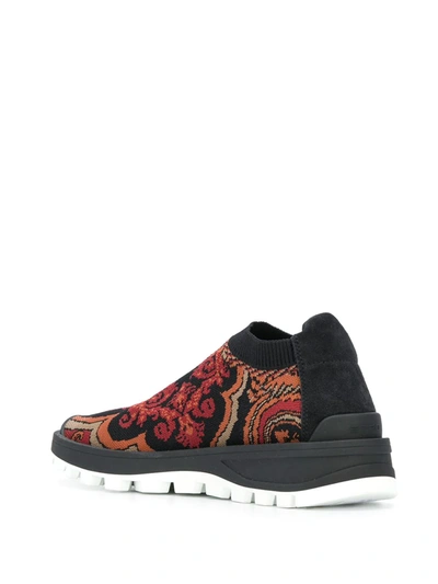 Shop Etro Woven Trainers In Black