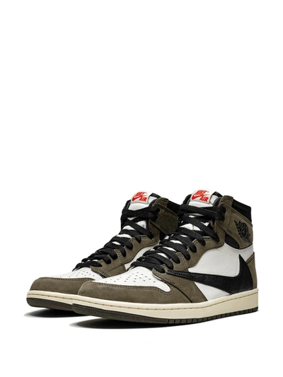 Shop Jordan X Travis Scott Air  1 High Ts Sp Sneakers In Sail/dark Mocha-university Red