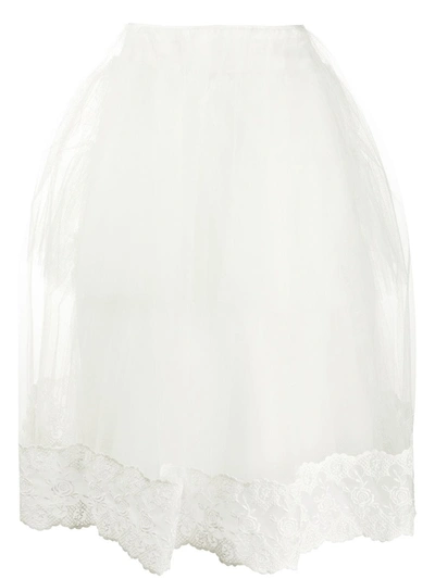 Shop Simone Rocha Lace-trim Tulle Puff Skirt In White