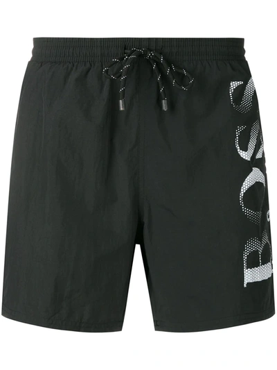 Shop Hugo Boss Logo Swim Shorts In Black