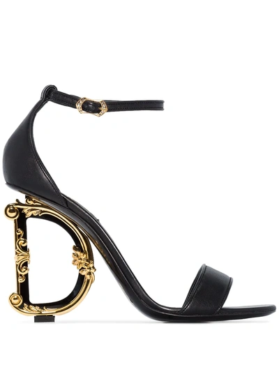 Shop Dolce & Gabbana Baroque Dg 105mm Leather Sandals In Black