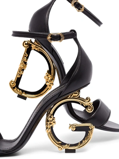Shop Dolce & Gabbana Baroque Dg 105mm Leather Sandals In Black