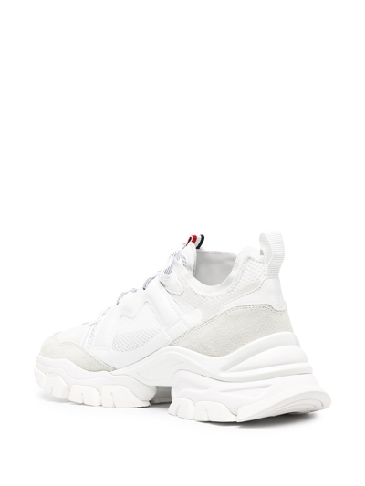 Shop Moncler Tricolour-tab Sneakers In White