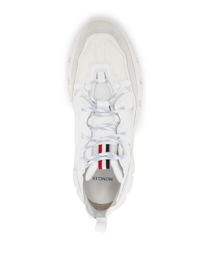 Shop Moncler Tricolour-tab Sneakers In White