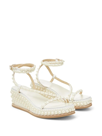 Shop Jimmy Choo Drive 60mm Wedge Sandals In Weiss