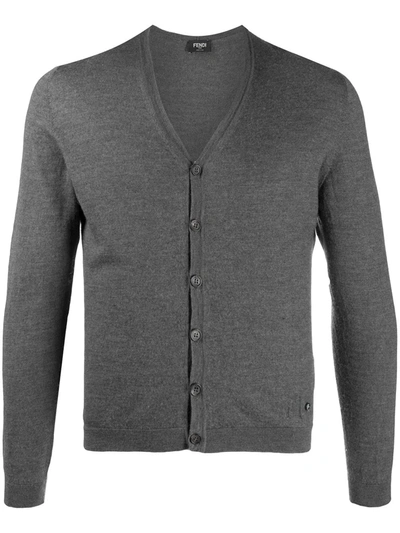 Pre-owned Fendi 2000s V-neck Cardigan In Grey