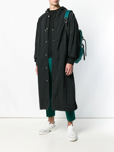 Shop Ami Alexandre Mattiussi Long Hooded Windbreaker In Black
