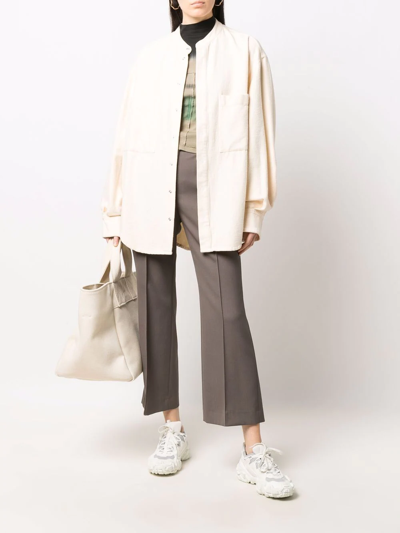 Shop Eckhaus Latta Snap Button Down Shirt In Nude