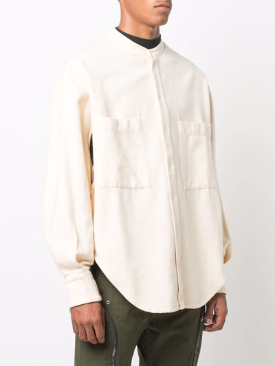 Shop Eckhaus Latta Snap Button Down Shirt In Nude