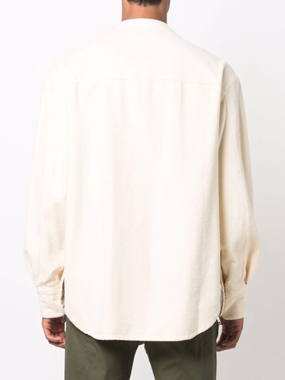 Shop Eckhaus Latta Snap Button Down Shirt In Nude