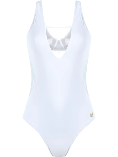 Shop Brigitte Square Neck Tulle Swimsuit In White