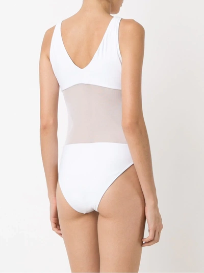 Shop Brigitte Square Neck Tulle Swimsuit In White