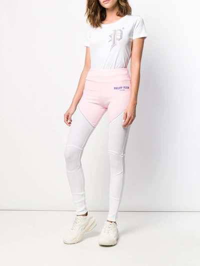 Shop Philipp Plein Geometric Jogging Leggings In Pink