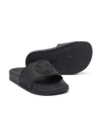 Shop Versace Medusa Head-detail Flip Flops In Black