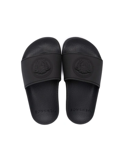 Versace Medusa Head-detail Flip Flops In Black