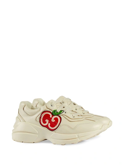 Gucci Kids' Rhyton Apple-print Leather Trainers 3-5 Years In Beige Comb |  ModeSens