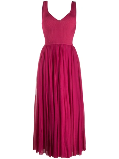 Shop Alexander Mcqueen Long Pleated Skirt Dress In Pink