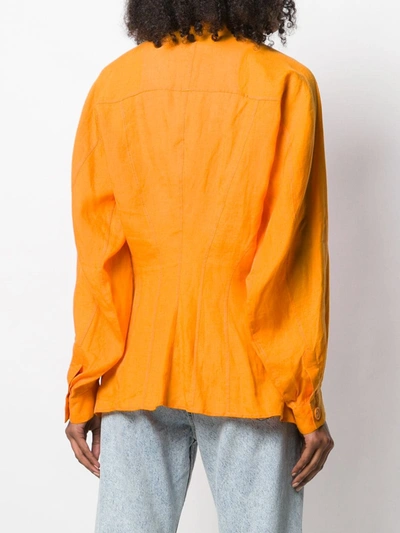 Pre-owned Hermes  Oversized Pockets Shirt In Orange