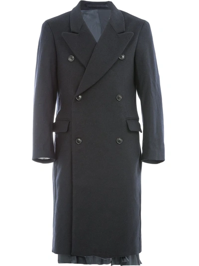 Shop Hed Mayner Double Breasted Coat In Blue