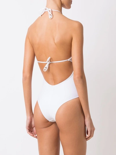 Shop Amir Slama Metallic Details Swimsuit In White