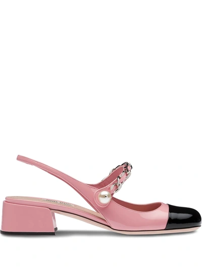 Shop Miu Miu Slingback Ballerina Pumps In Pink