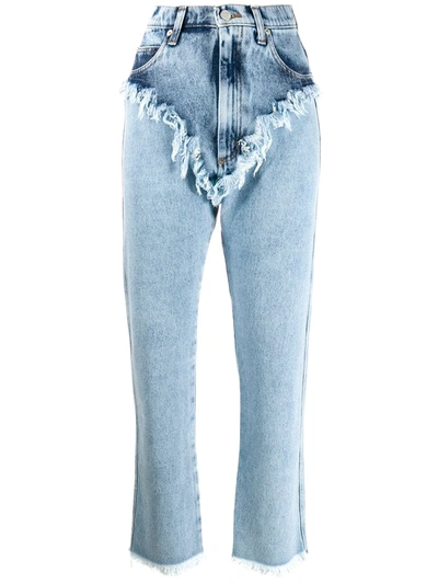Shop Natasha Zinko High Rise Raw Edge Jeans In Blue