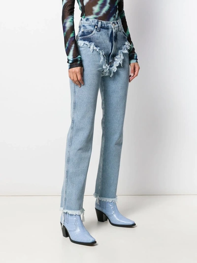Shop Natasha Zinko High Rise Raw Edge Jeans In Blue