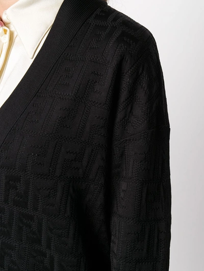 Shop Fendi Ff Motif Knitted Cardigan In Black