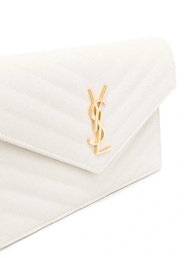 Shop Saint Laurent Monogram Chain Wallet In Neutrals