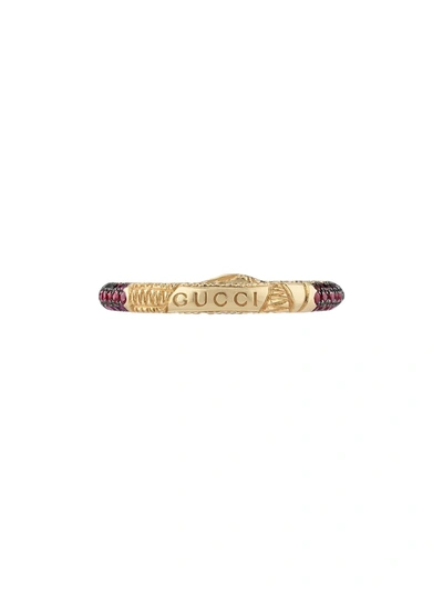 Shop Gucci 18kt Yellow Gold Ouroboros Ring In 8524