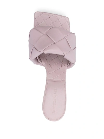 Shop Bottega Veneta Lido Intrecciato-strap Sandals In Purple