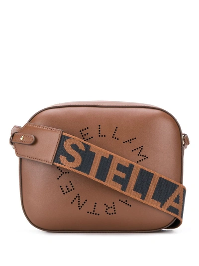 Shop Stella Mccartney Mini Stella Logo Camera Bag In Brown