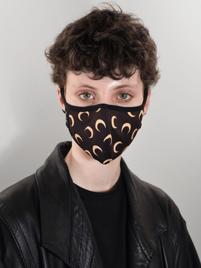 Shop Marine Serre Moon-print Face Mask In Black