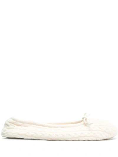 Shop N•peal Cable Knit Slippers In Neutrals